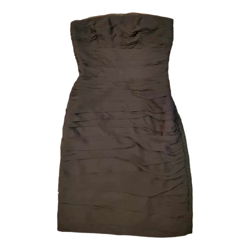 Monique Lhuillier Black Strapless Ruched Mini Dress Size 4